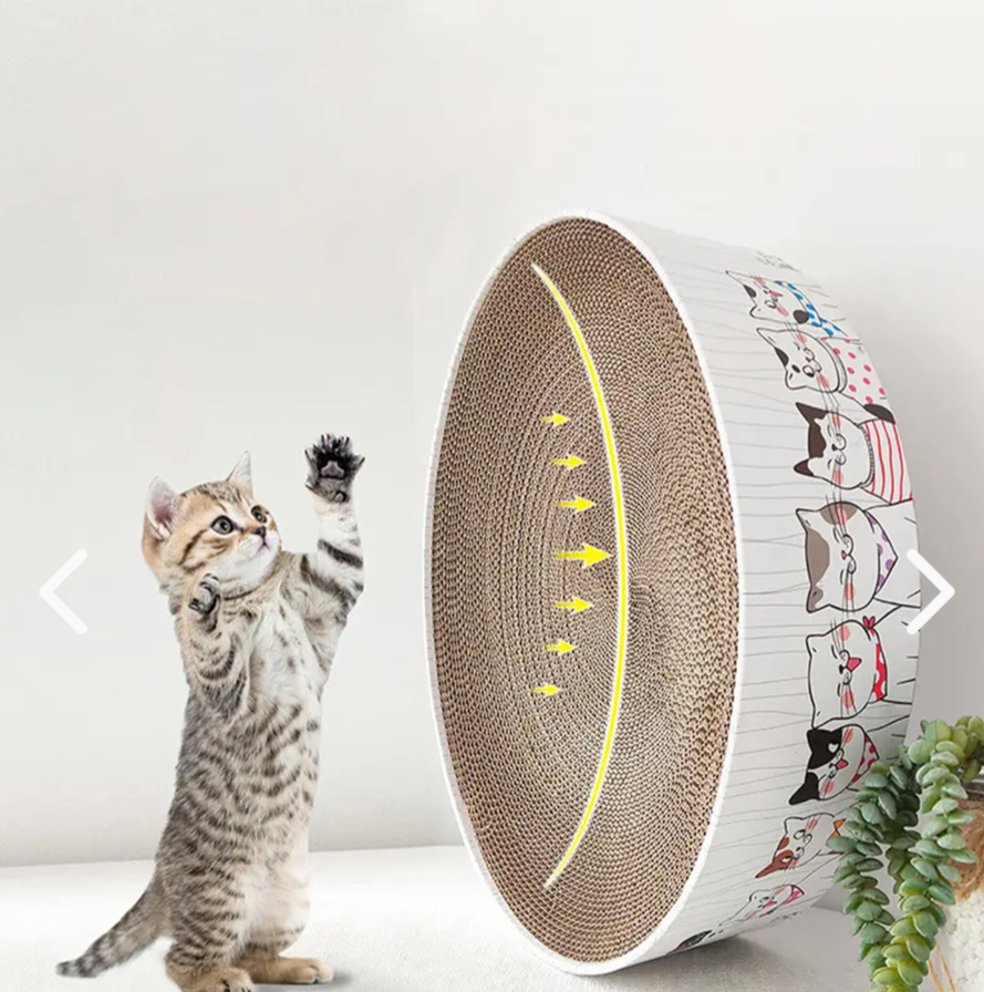 Rascador Redondo de Cartón Corrugado para Gatos 🐾 | Juguete + Cama