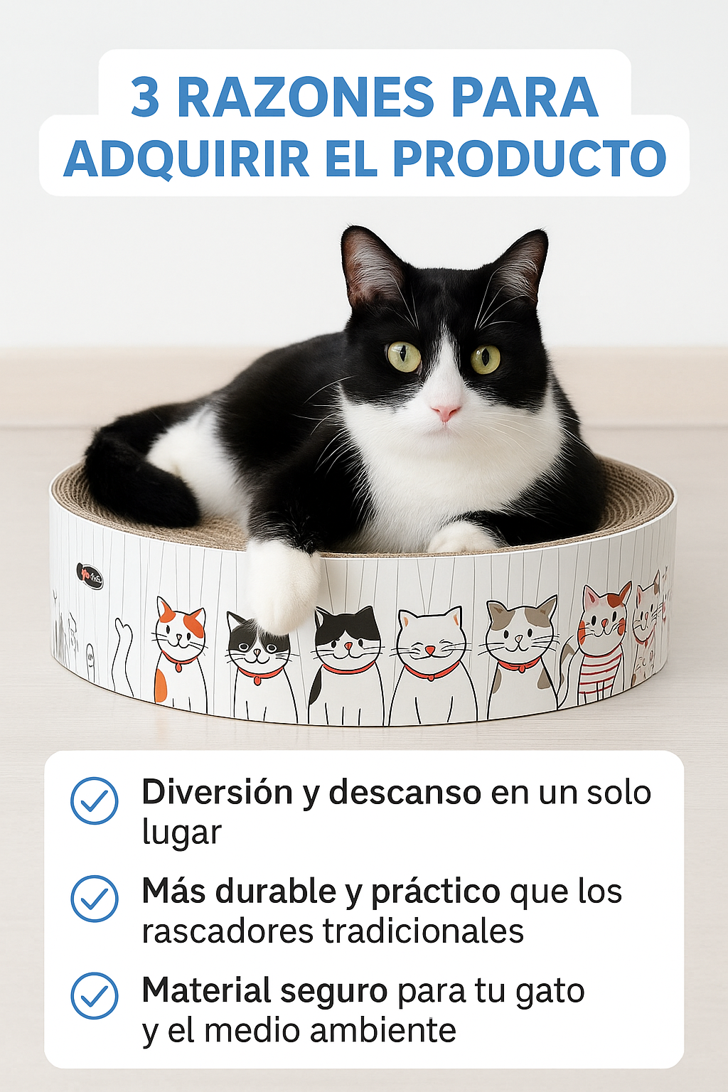 Rascador Redondo de Cartón Corrugado para Gatos 🐾 | Juguete + Cama