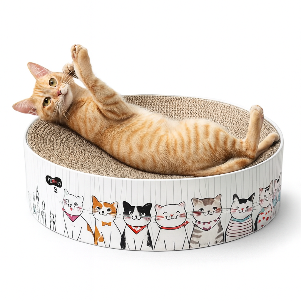 Rascador Redondo de Cartón Corrugado para Gatos 🐾 | Juguete + Cama