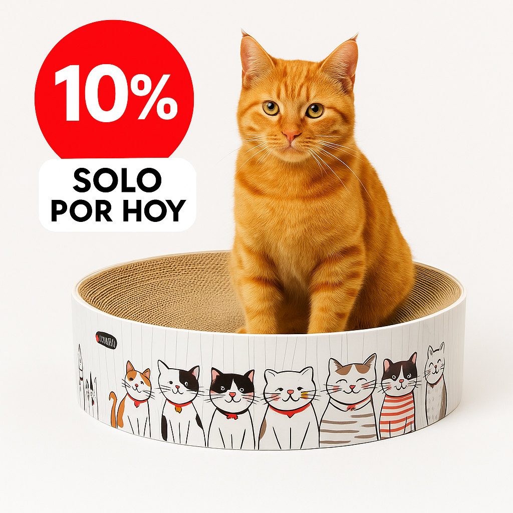 Rascador Redondo de Cartón Corrugado para Gatos 🐾 | Juguete + Cama