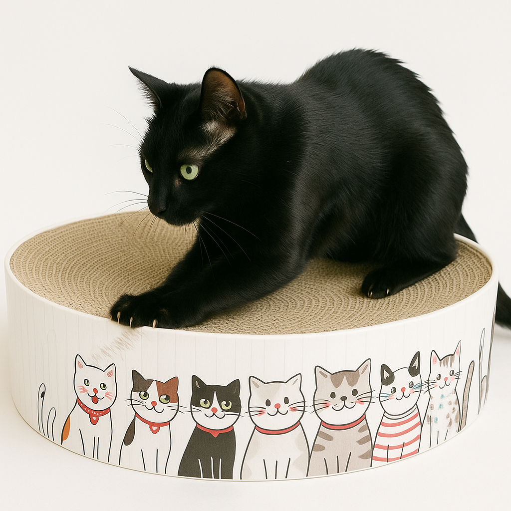 Rascador Redondo de Cartón Corrugado para Gatos 🐾 | Juguete + Cama