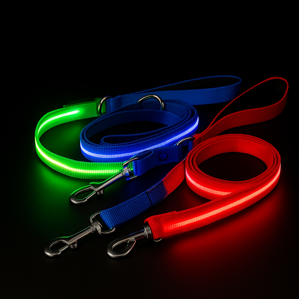 🐾🐶 Correa LED recargable para mascotas – 🔴 Rojo, 🔵 Azul, 🟢 Verde – Seguridad nocturna 🐶🐾